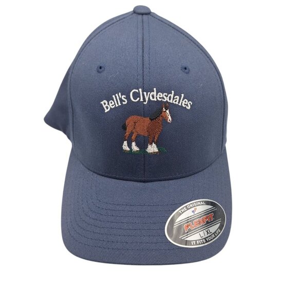 Bells Farm Clydesdales Horses Hat Ball Cap Adult Large XL Blue Flex Fit Michigan - Picture 10 of 10